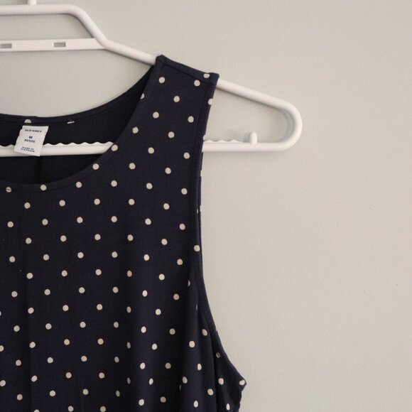 Old Navy Women's MP Blue Polka Dot Sleeveless Midi Length Casual Stretch Dress - Picture 4 of 9